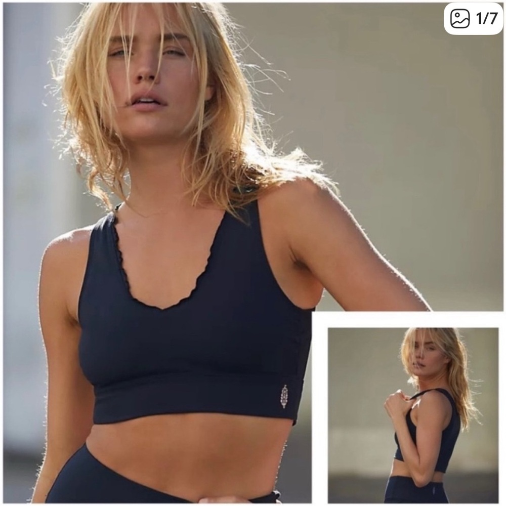 FP movement hearts aflutter wavy waters ruffle sports bra - size small